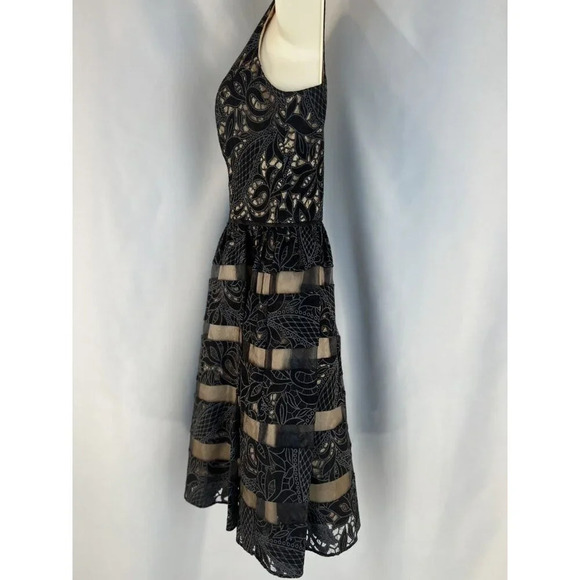 Aidan Mattox Black Beige A-Line Cocktail Dress $458 - Picture 6 of 13